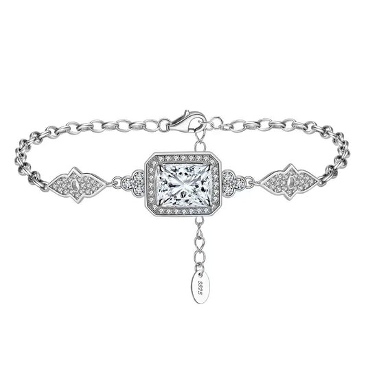 Timeless Radiance – Sterling Silver & Square-Cut Zircon Bracelet