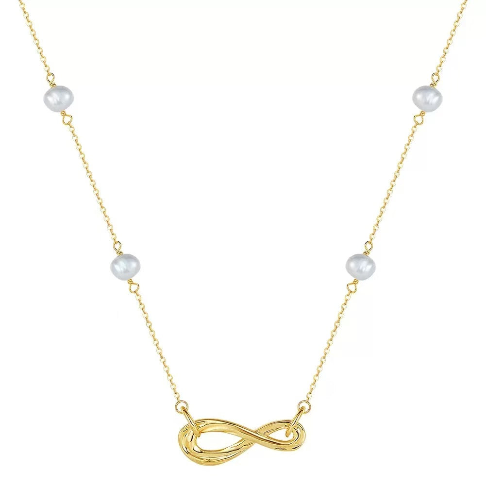 Eternal Link – Freshwater Pearl & Gold Vermeil Infinity Necklace