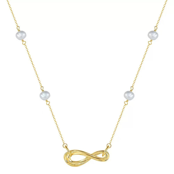 Eternal Link – Freshwater Pearl & Gold Vermeil Infinity Necklace