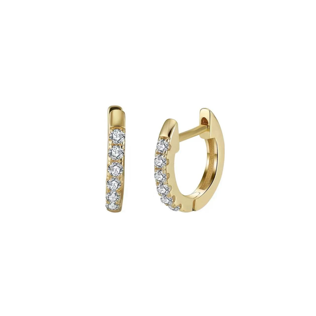 Elegant Glow – Gold Vermeil & Zircon Pavé Hoop Earrings