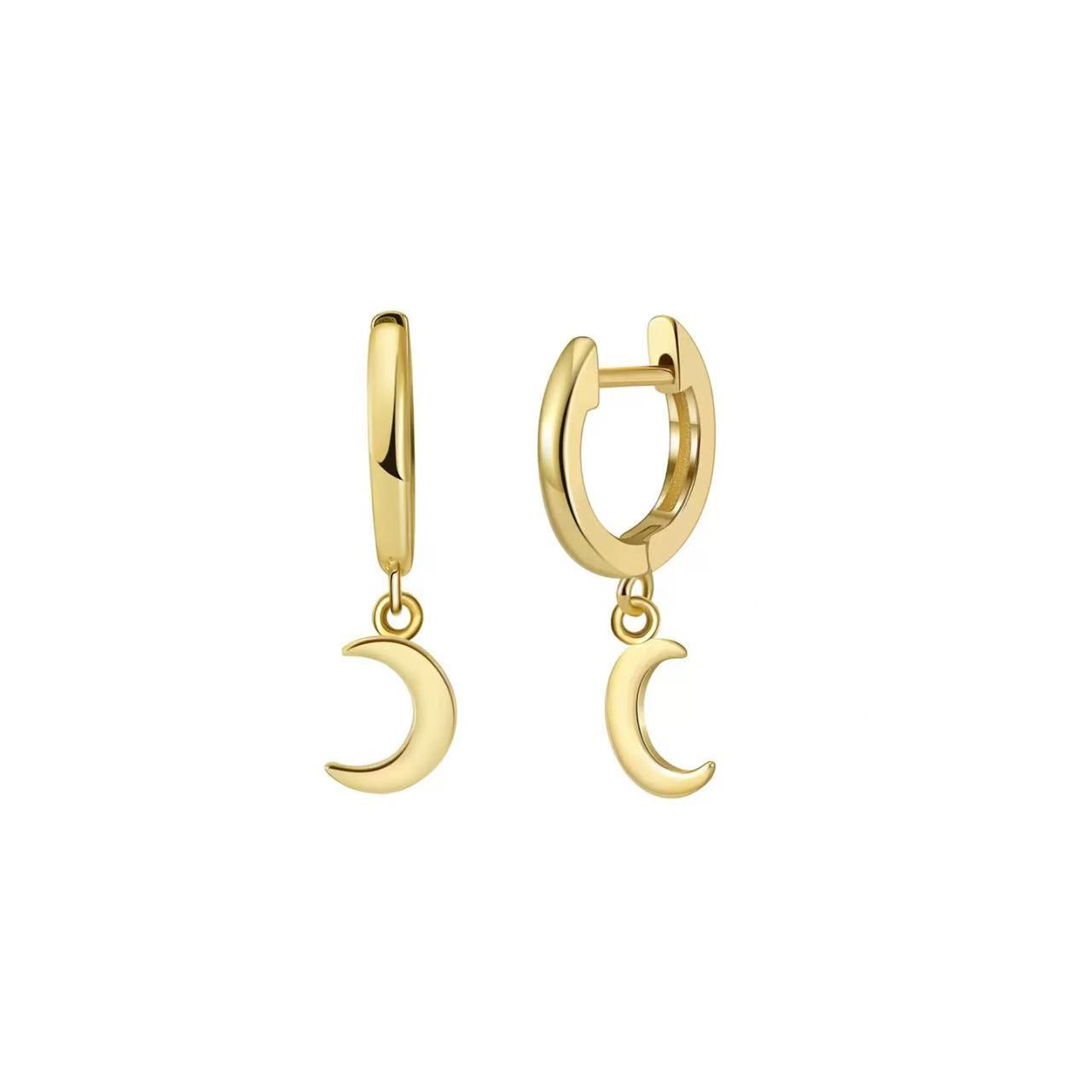 Moon Charm Drop Earrings – Sterling Silver or Gold Plated