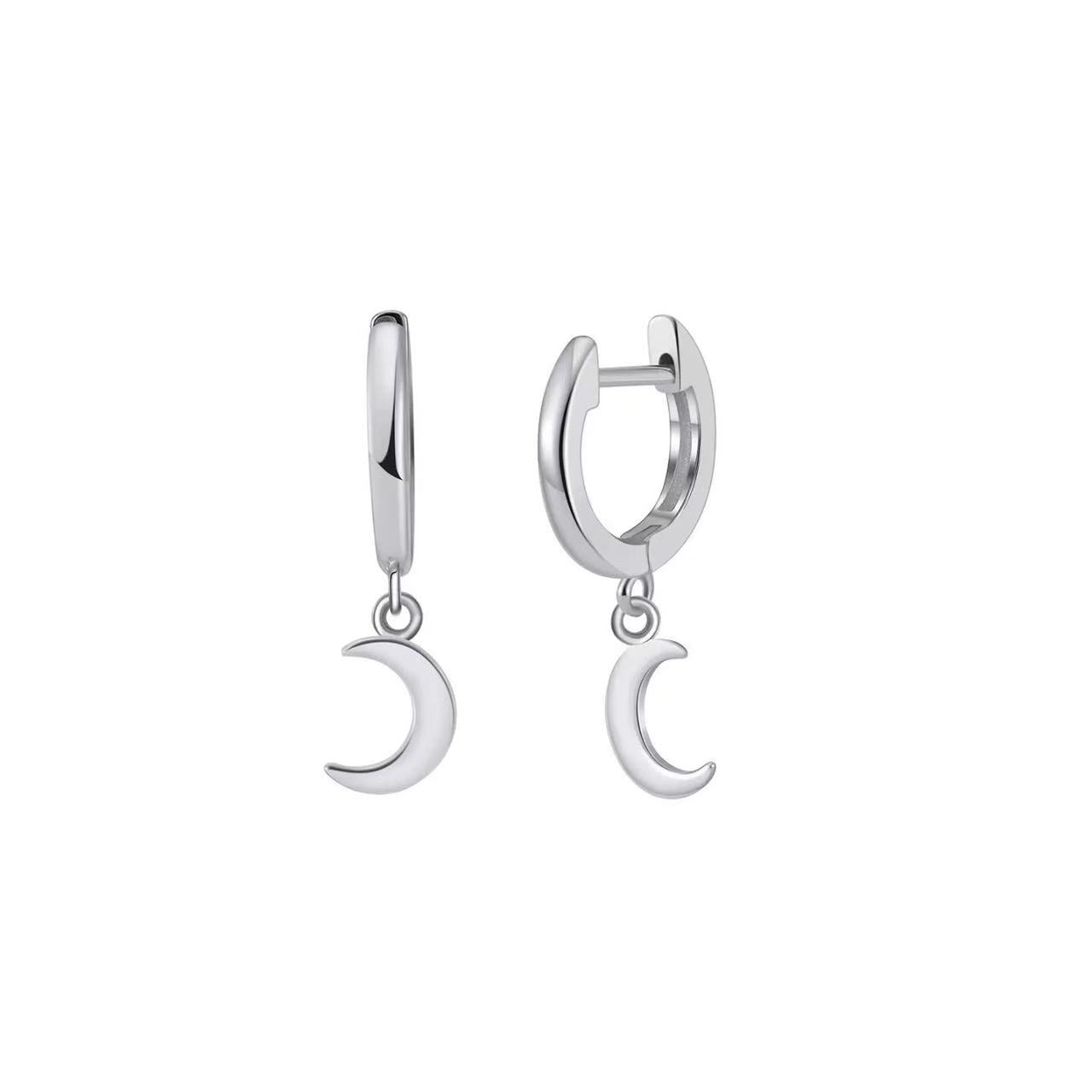 Moon Charm Drop Earrings – Sterling Silver or Gold Plated