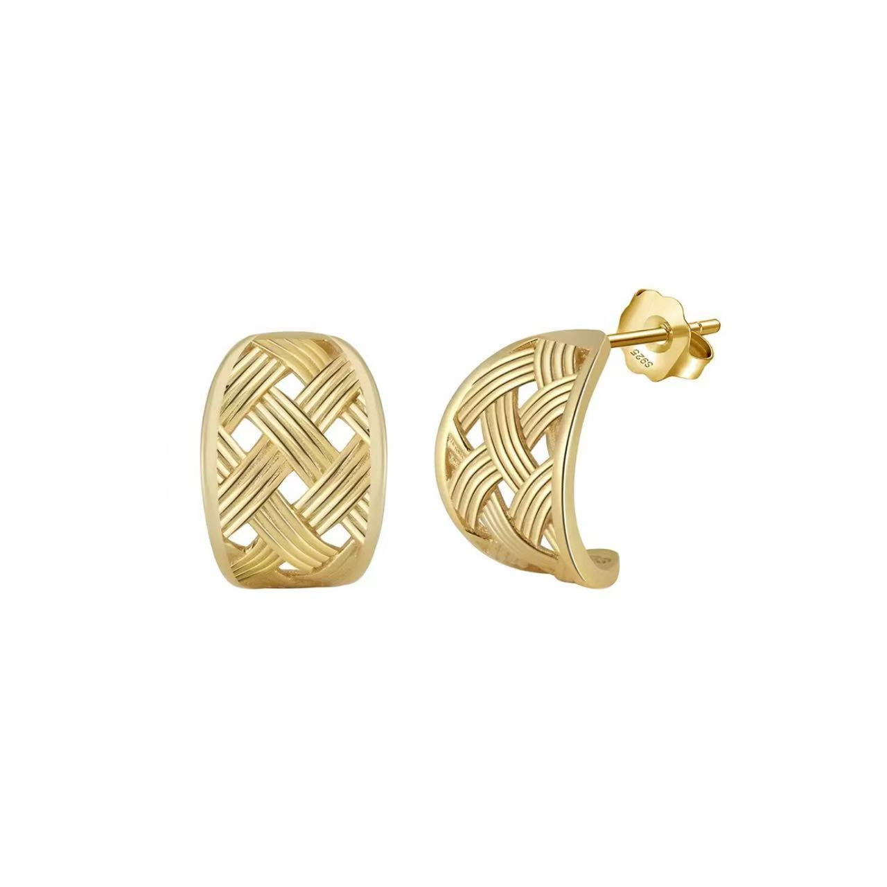 Vintage Woven Hoop Earrings – Sterling Silver or Gold Plated