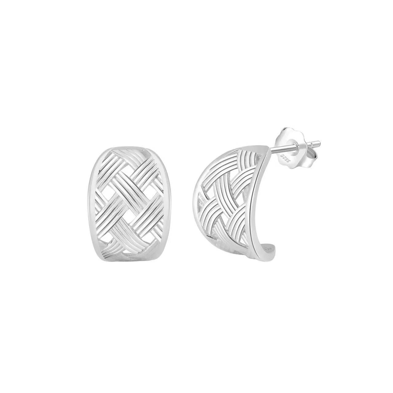 Vintage Woven Hoop Earrings – Sterling Silver or Gold Plated