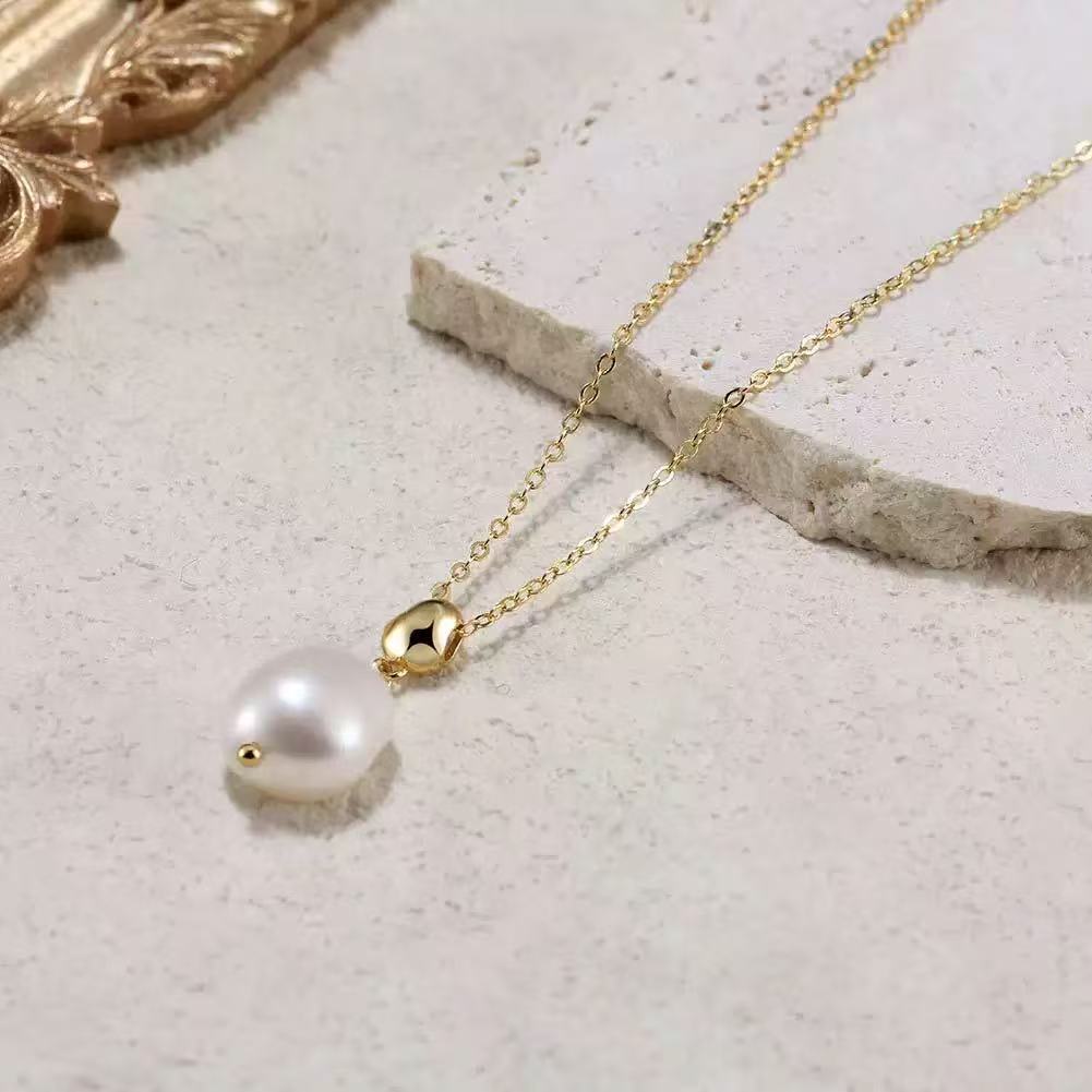 Classic Freshwater Pearl Pendant Necklace – Sterling Silver or Gold Vermeil