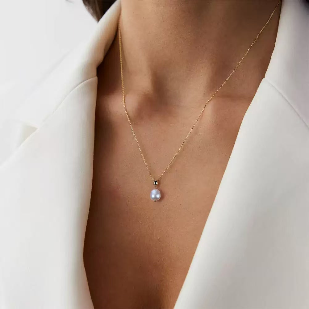 Classic Freshwater Pearl Pendant Necklace – Sterling Silver or Gold Vermeil