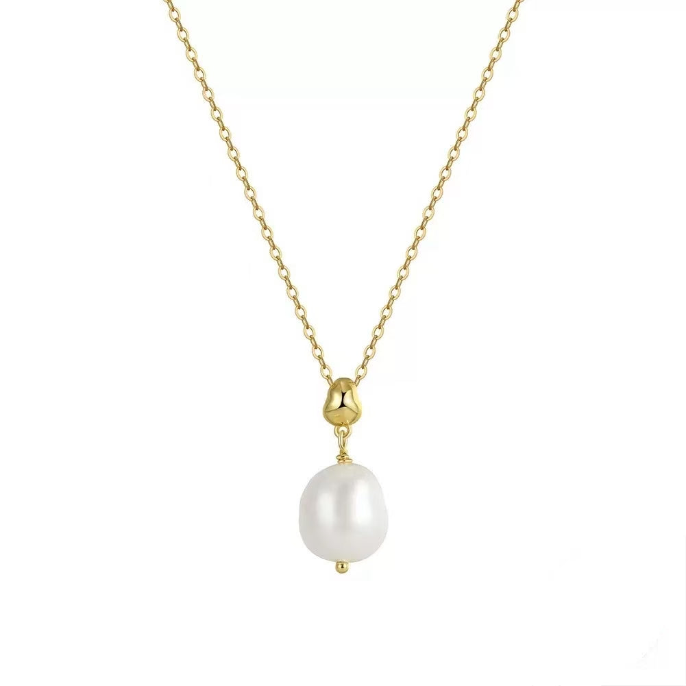 Classic Freshwater Pearl Pendant Necklace – Sterling Silver or Gold Vermeil