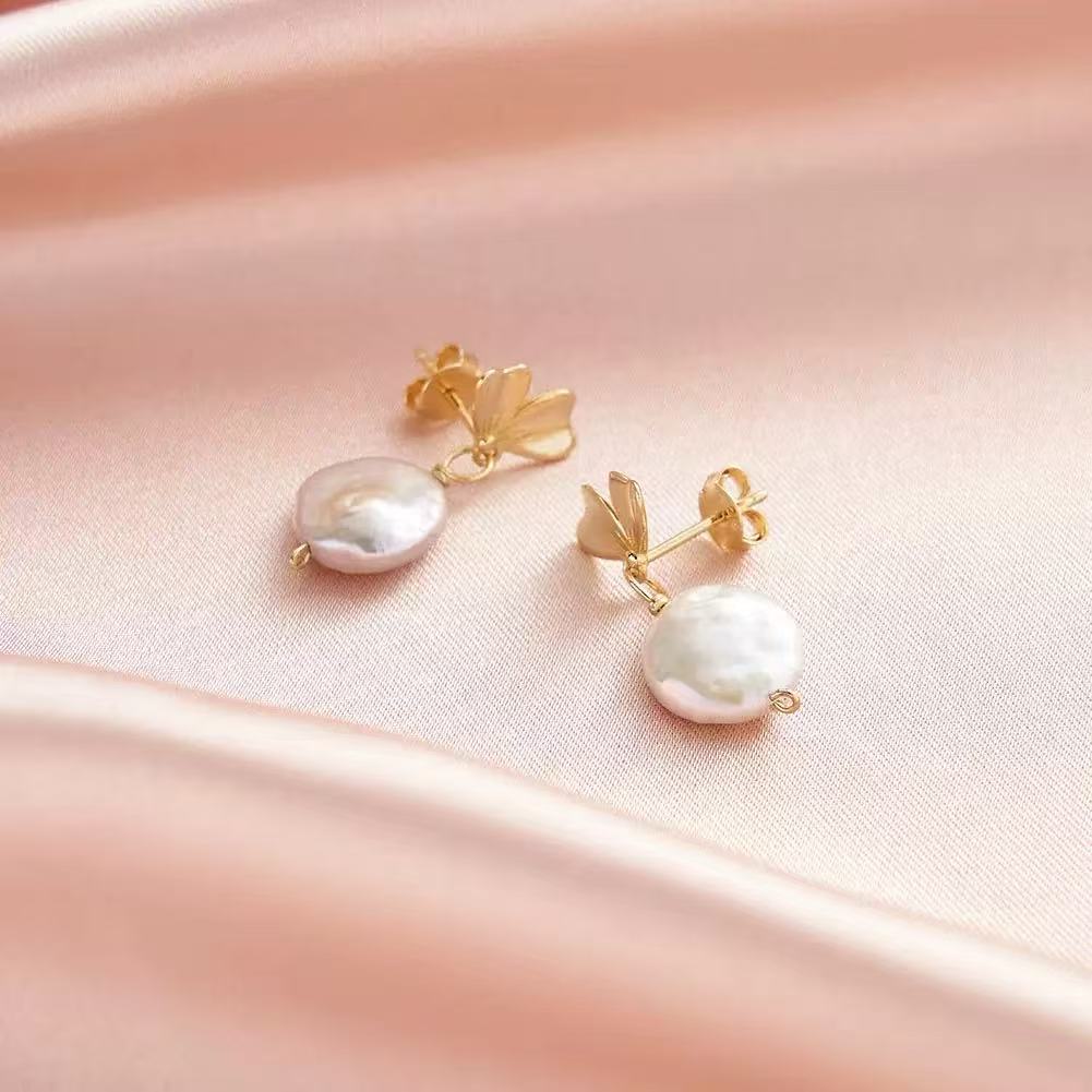 Bloom Drop – Freshwater Coin Pearl & Vermeil Floral Earrings
