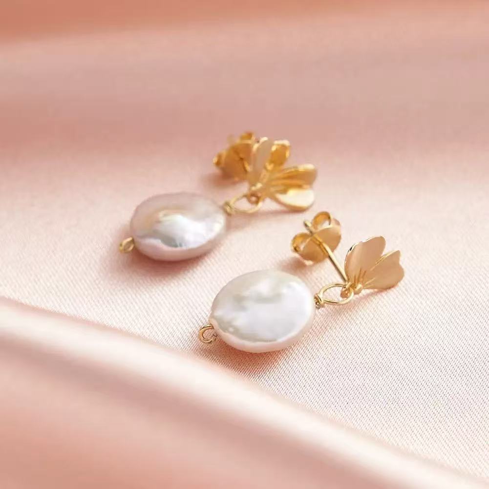 Bloom Drop – Freshwater Coin Pearl & Vermeil Floral Earrings