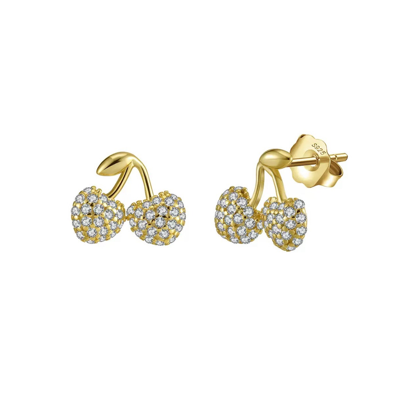 Cherry Stud Earrings – Sterling Silver or Gold Vermeil