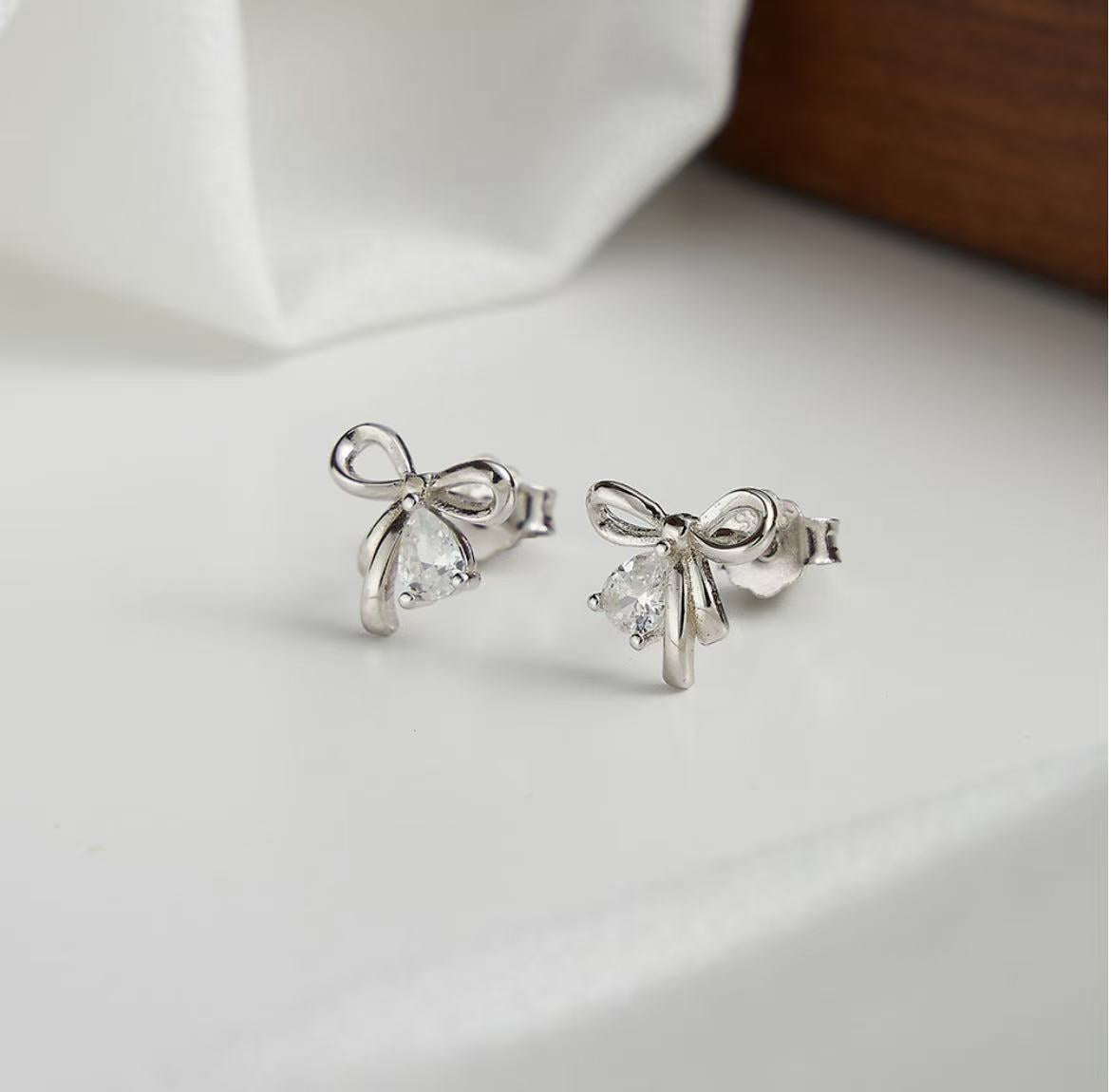 Bow Knot Stud Earrings – Sterling Silver or Gold Vermeil