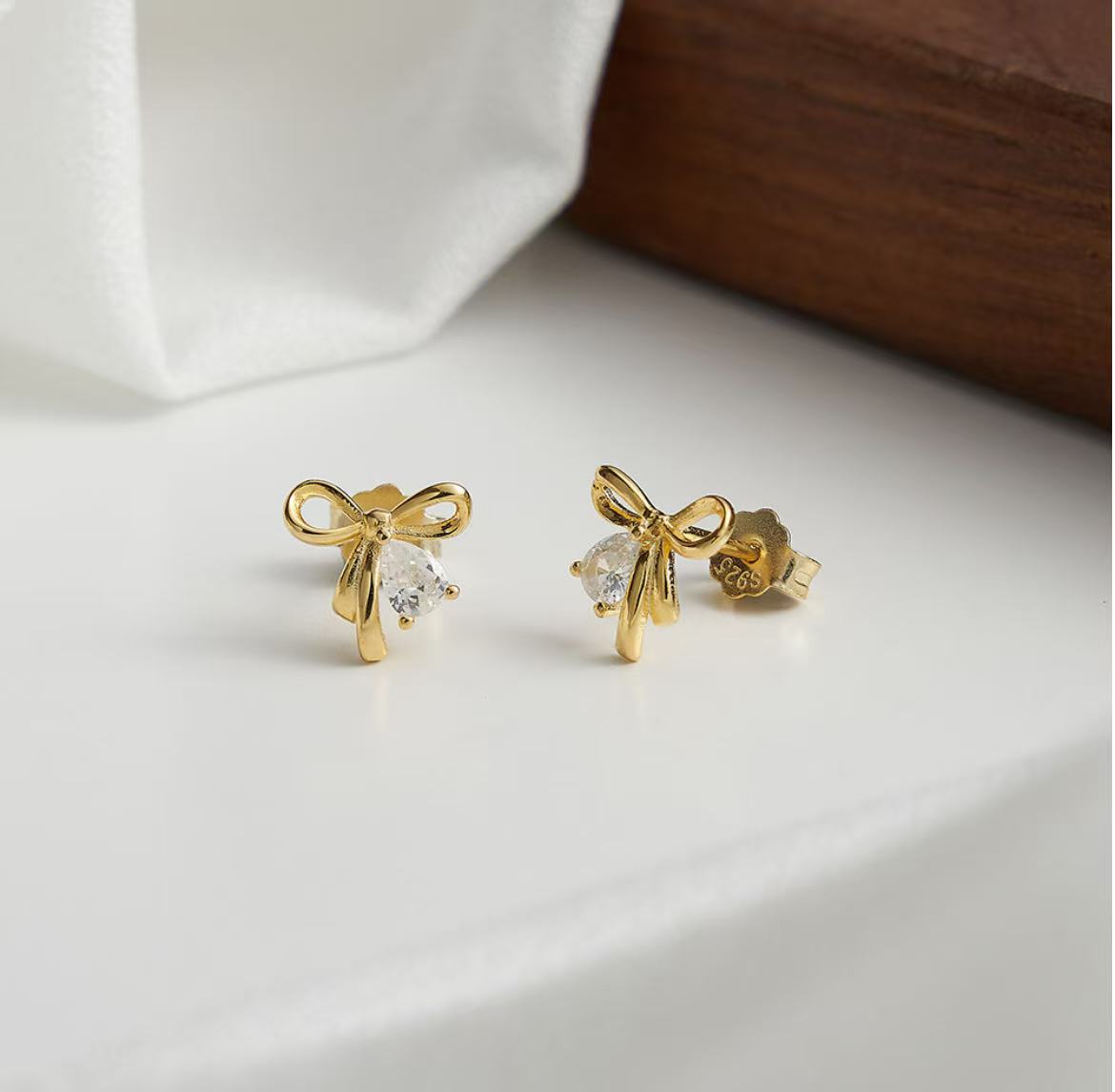 Bow Knot Stud Earrings – Sterling Silver or Gold Vermeil