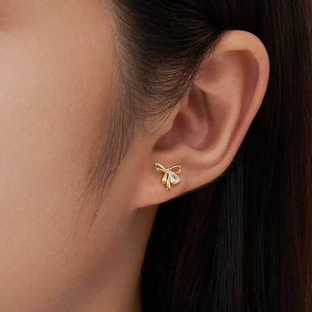 Bow Knot Stud Earrings – Sterling Silver or Gold Vermeil