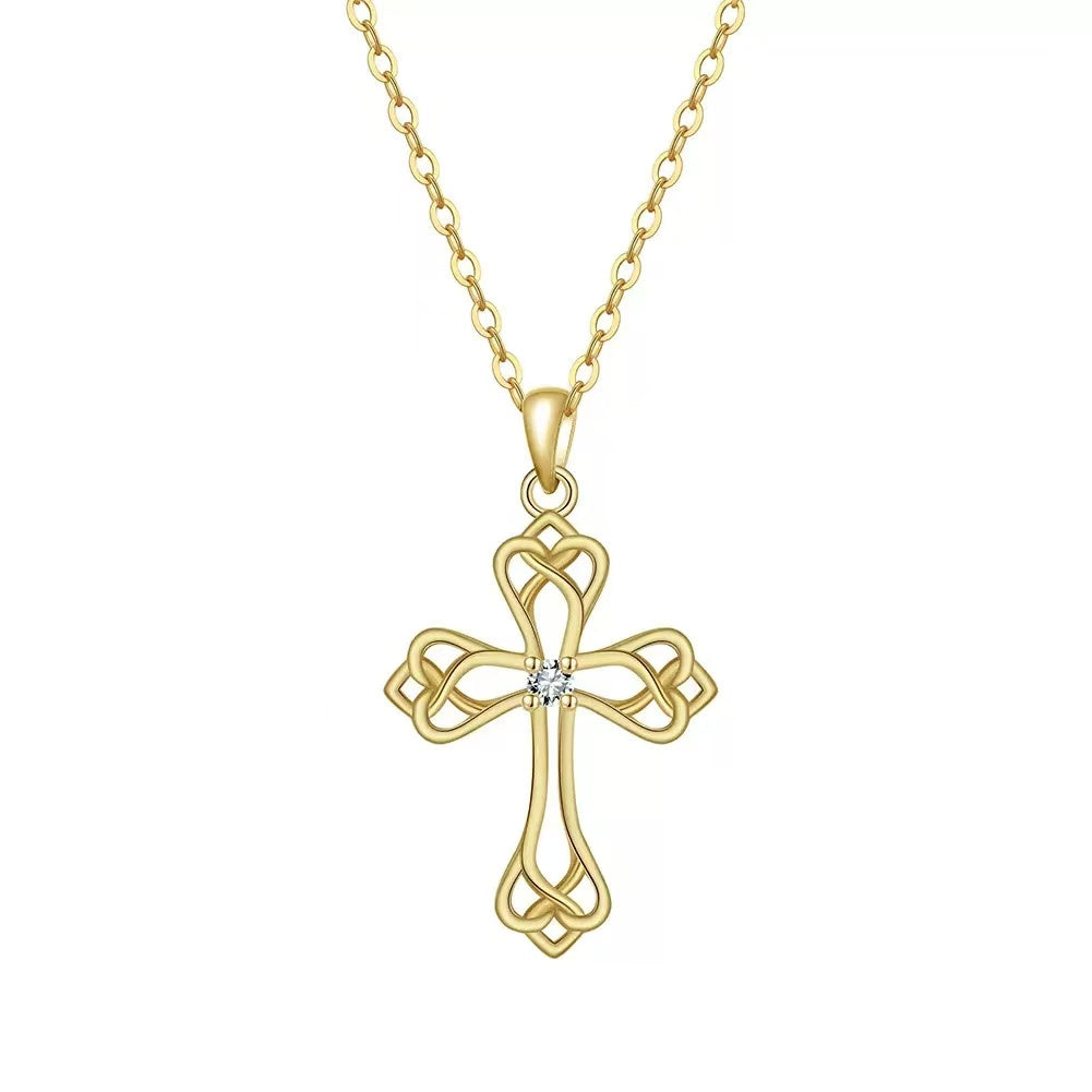 Celtic Cross Pendant Necklace – Sterling Silver or Gold Plated
