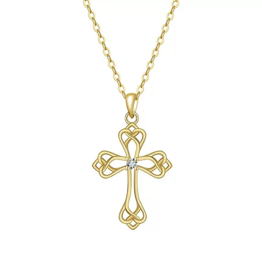 Celtic Cross Pendant Necklace – Sterling Silver or Gold Plated