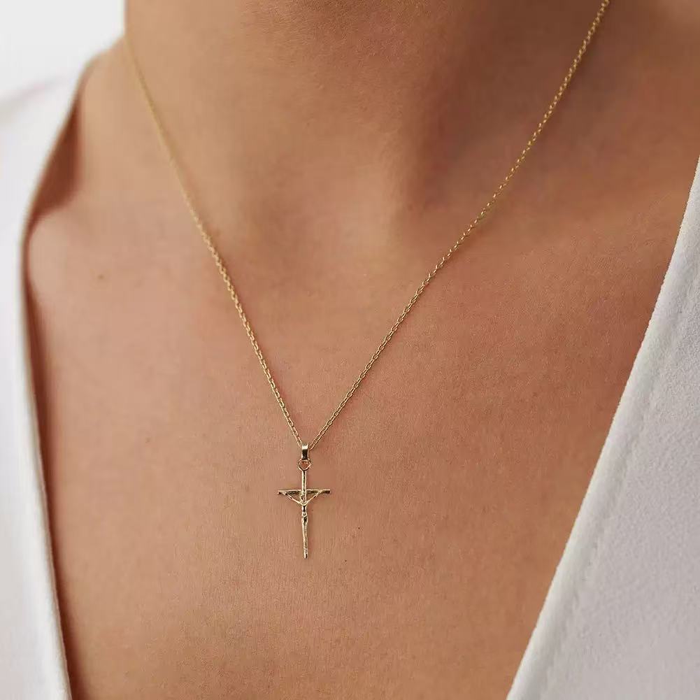Crucifix Pendant Necklace – Sterling Silver or Gold Plated