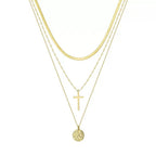 Cross Disc Layered Necklace Multi-Strand Necklaces