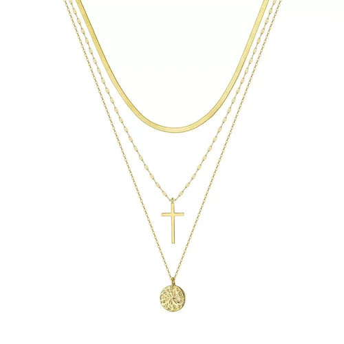 Cross Disc Layered Necklace product photo