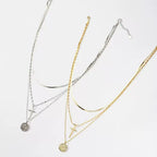 Cross Disc Layered Necklace Multi-Strand Necklaces
