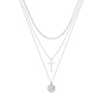 Cross Disc Layered Necklace Multi-Strand Necklaces