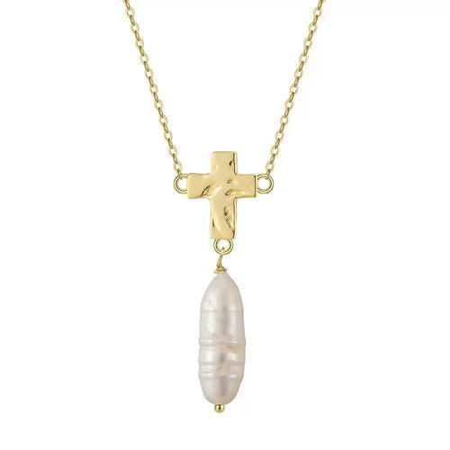 Cross Pearl Drop Necklace Pendant Necklaces
