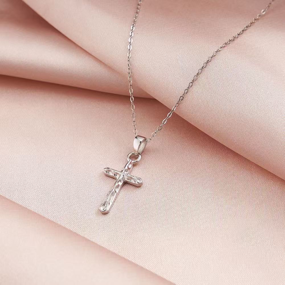 Hammered Cross Pendant Necklace – Sterling Silver or Gold Plated