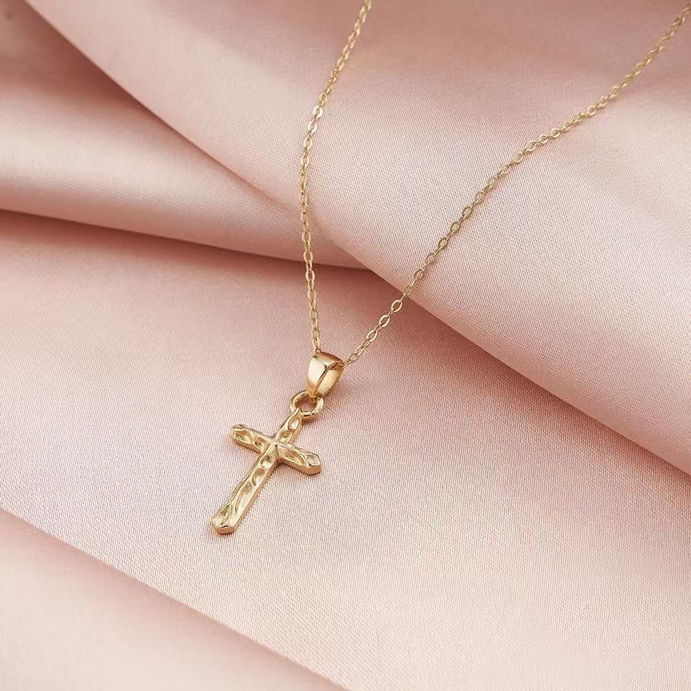 Hammered Cross Pendant Necklace – Sterling Silver or Gold Plated