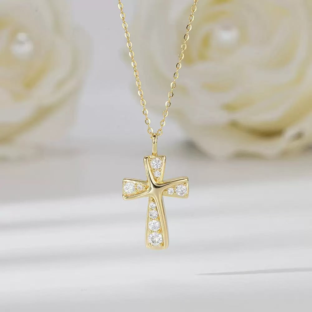 Cross Sparkle Pendant Necklace – Sterling Silver or Gold Plated