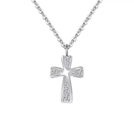 Cross Sparkle Pendant Necklace – Sterling Silver or Gold Plated
