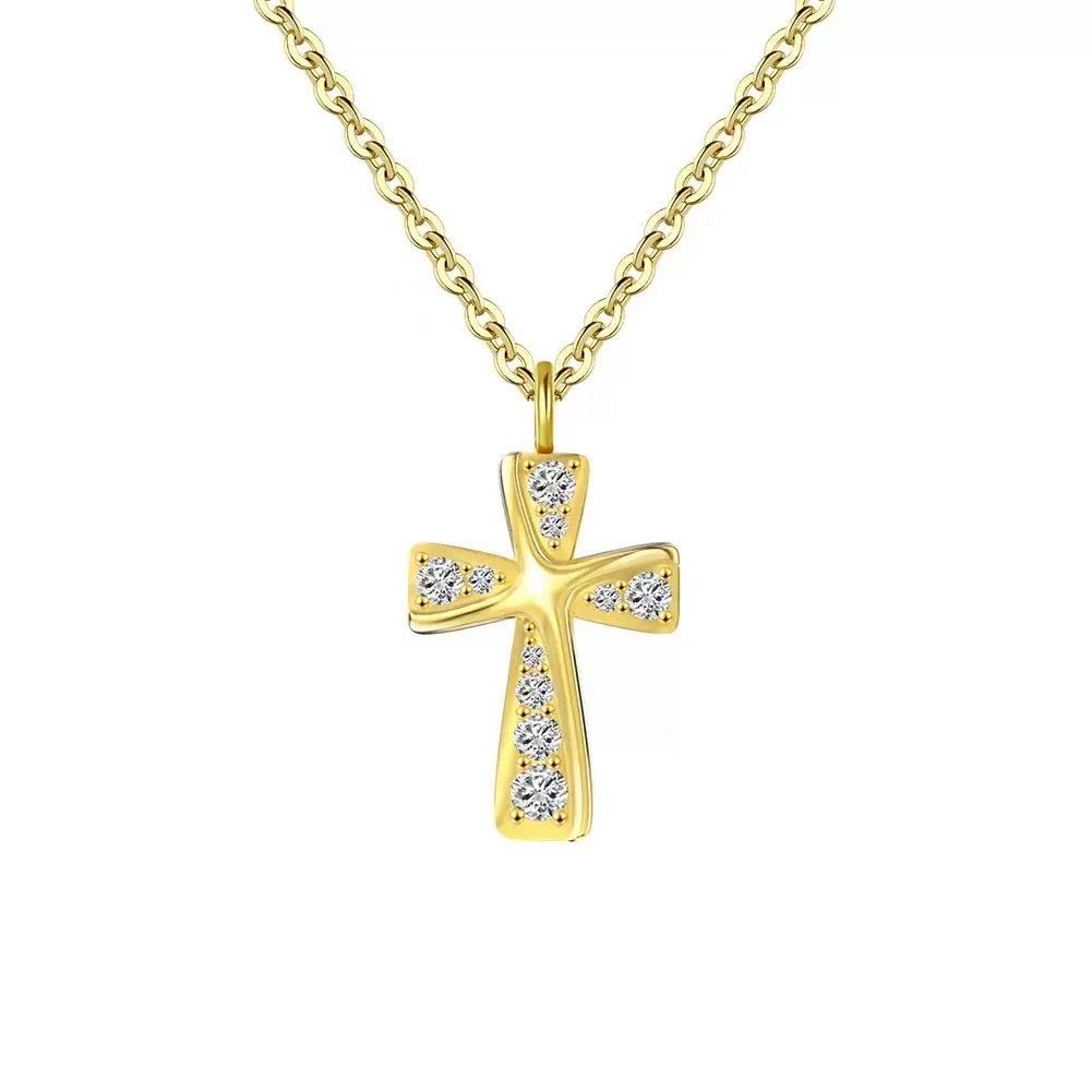 Cross Sparkle Pendant Necklace – Sterling Silver or Gold Plated
