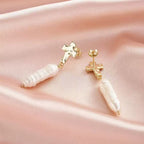 Cross Top Baroque Pearl Earrings Stud Earrings