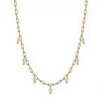 Pearl Drop Paperclip Chain Necklace Chains