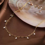 Pearl Drop Paperclip Chain Necklace Chains
