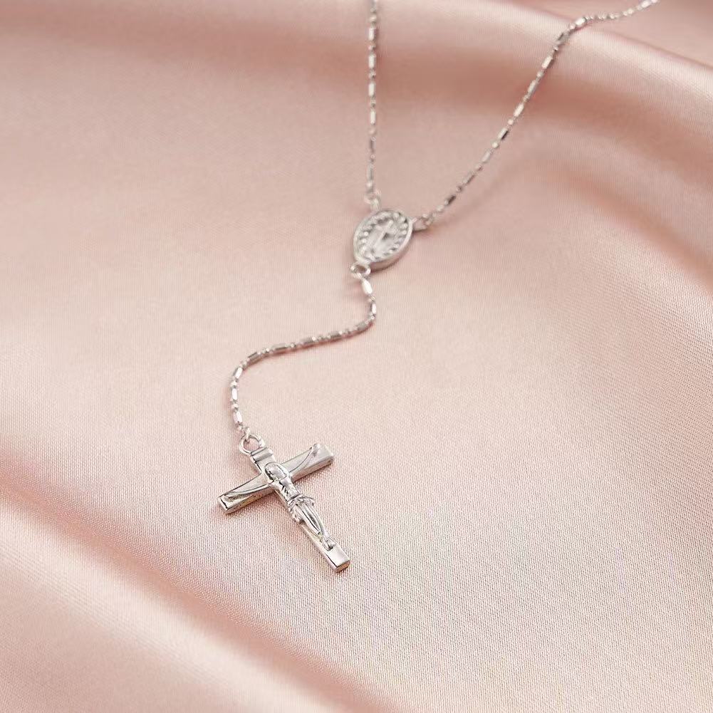 Rosary Cross Y Necklace – Sterling Silver or Gold Plated