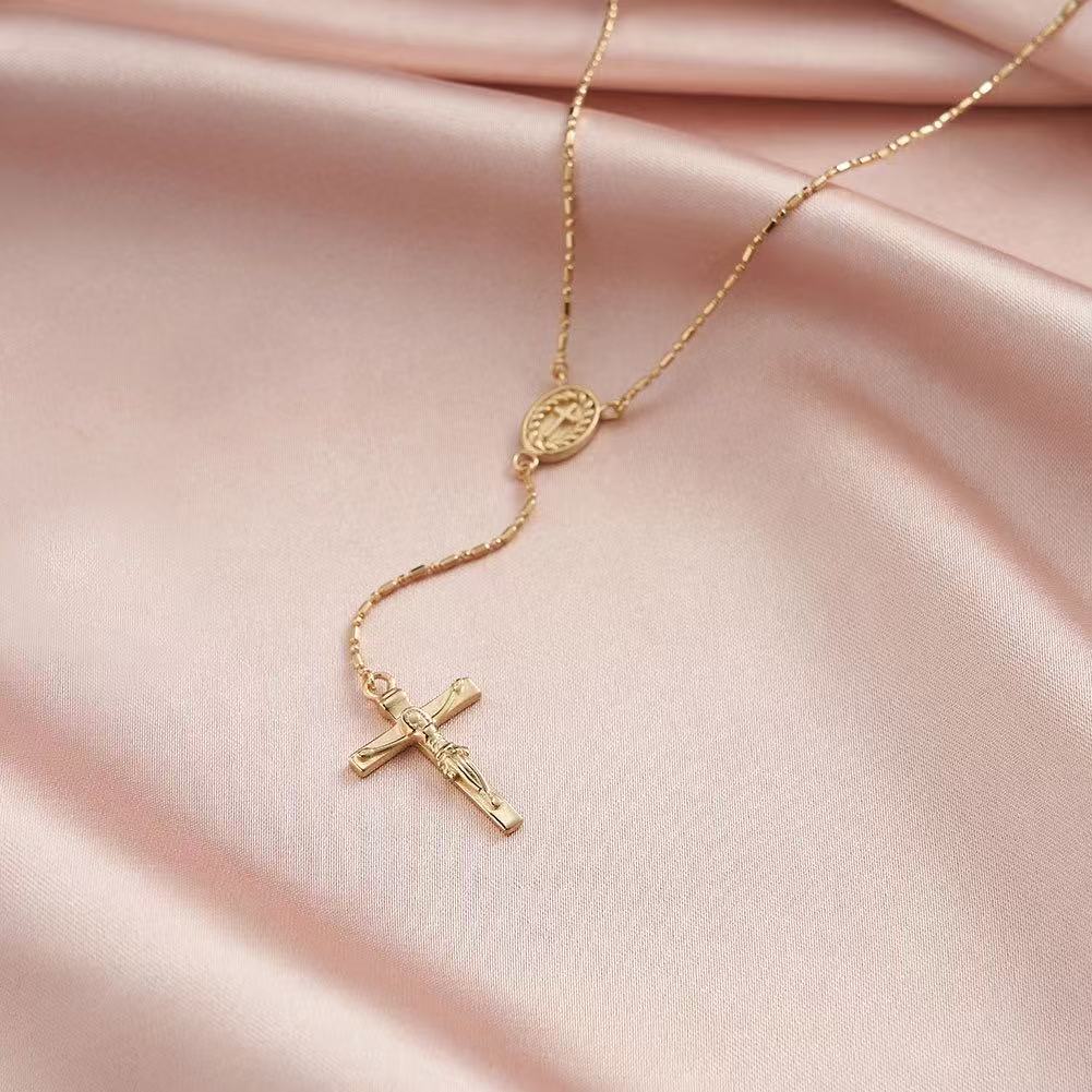 Rosary Cross Y Necklace – Sterling Silver or Gold Plated