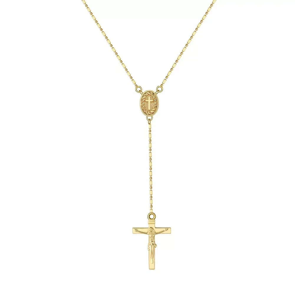 Rosary Cross Y Necklace – Sterling Silver or Gold Plated