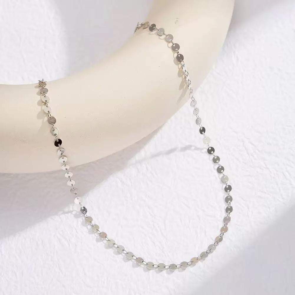 Disc Chain Choker Necklace – Sterling Silver or Gold Plated