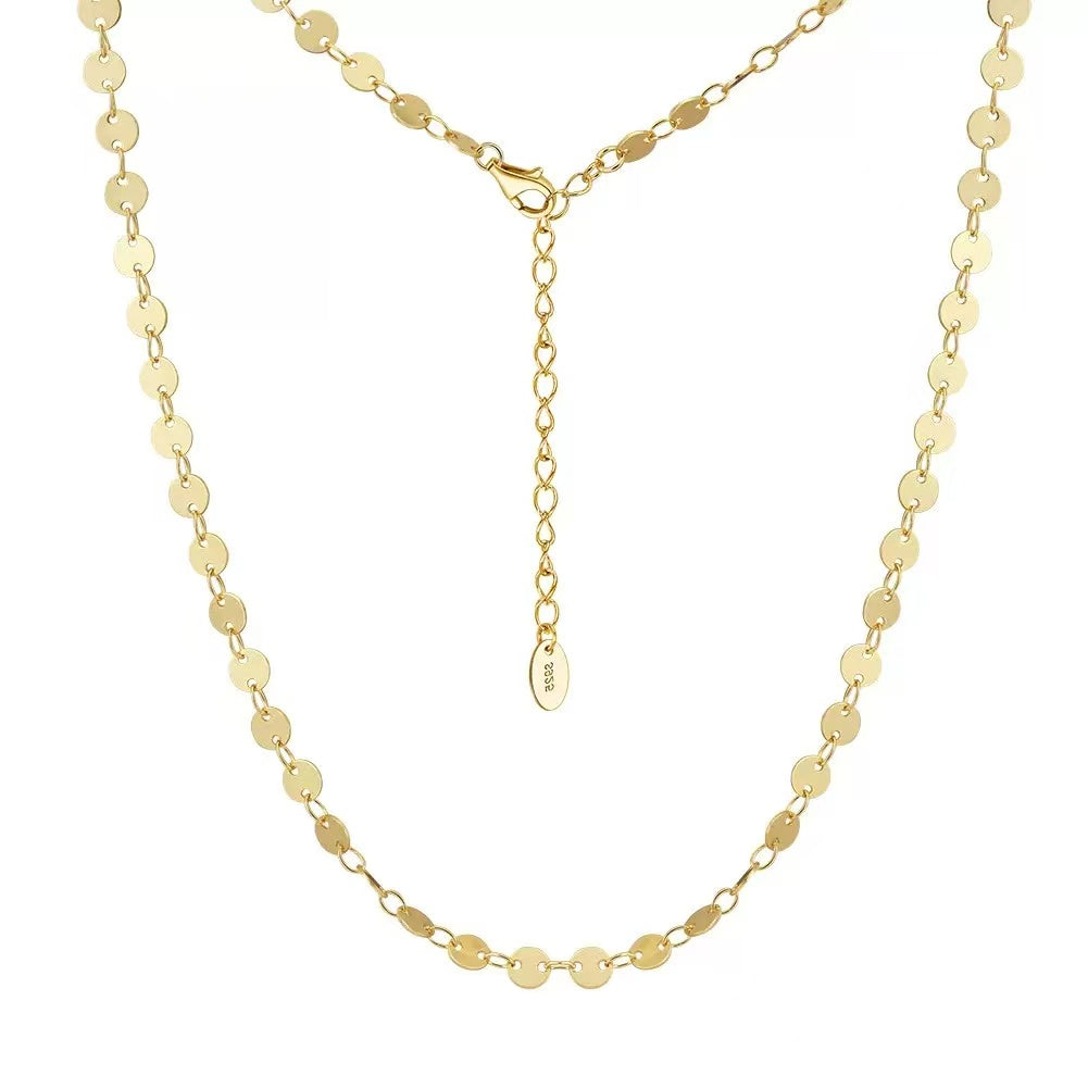 Disc Chain Choker Necklace – Sterling Silver or Gold Plated