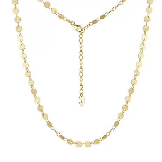 Disc Chain Choker Necklace – Sterling Silver or Gold Plated