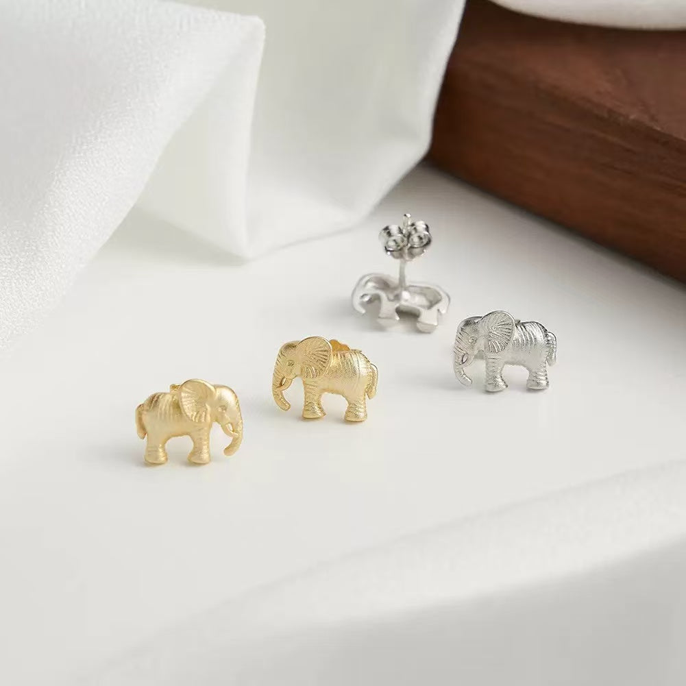 Elephant Stud Earrings – Sterling Silver or Gold Plated
