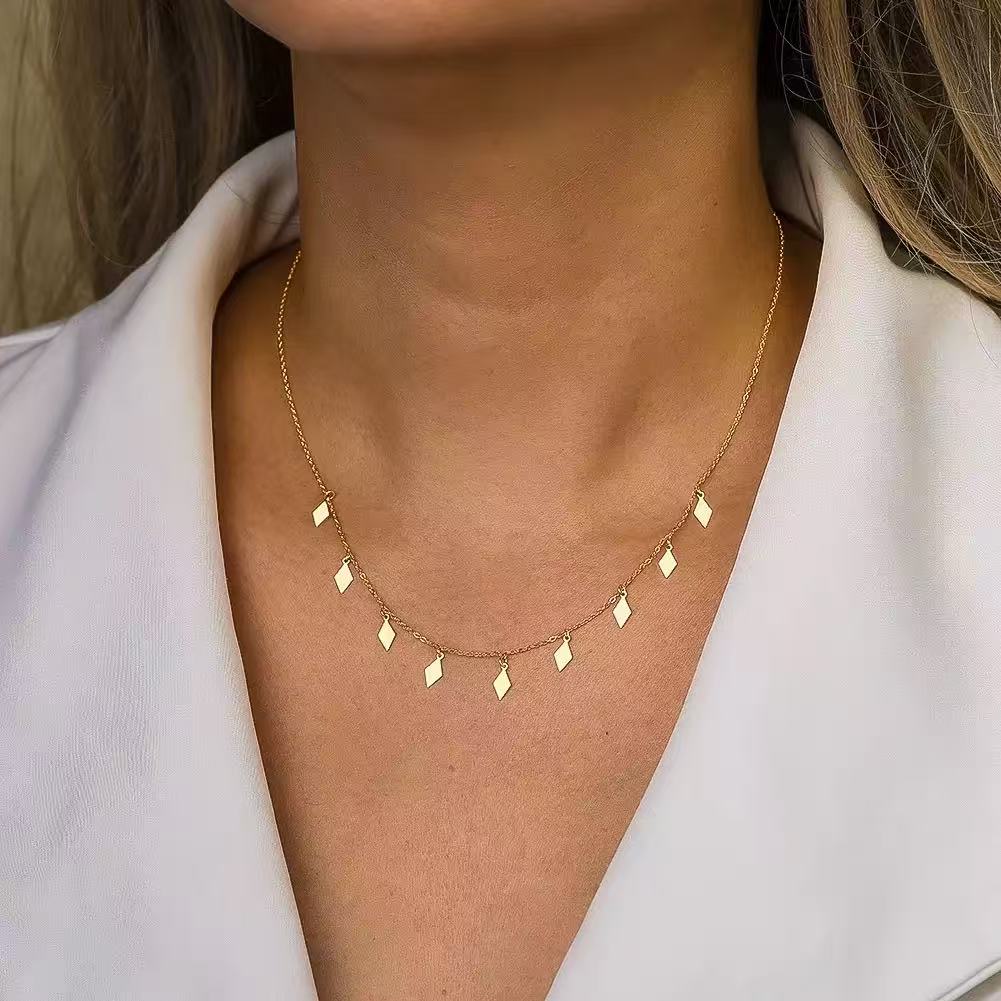 Geometric Drop Necklace – Sterling Silver or Gold Plated