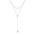 Pearl & CZ Layered Y Necklace – Sterling Silver or Gold Plated