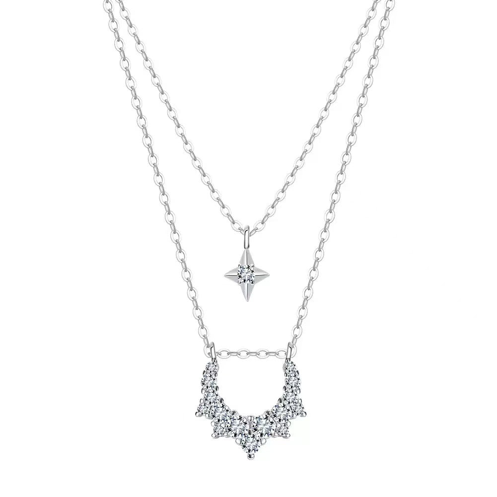 Layered Star & Moon Necklace – Sterling Silver or Gold Plated