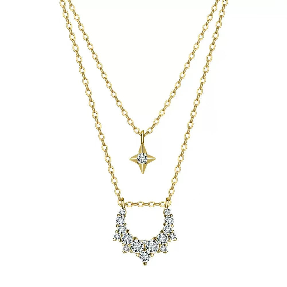 Layered Star & Moon Necklace – Sterling Silver or Gold Plated