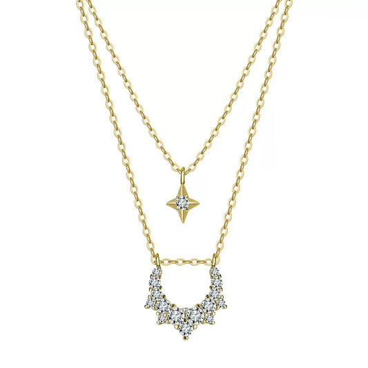 Layered Star & Moon Necklace – Sterling Silver or Gold Plated