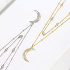 Crescent Moon Layered Necklace Multi-Strand Necklaces