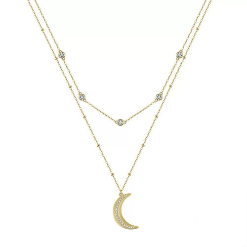 Crescent Moon Star Layered Necklace product photo by Starlight