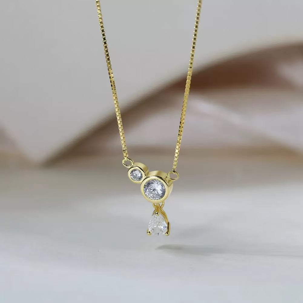 Triple Stone Drop Necklace – Sterling Silver or Gold Plated