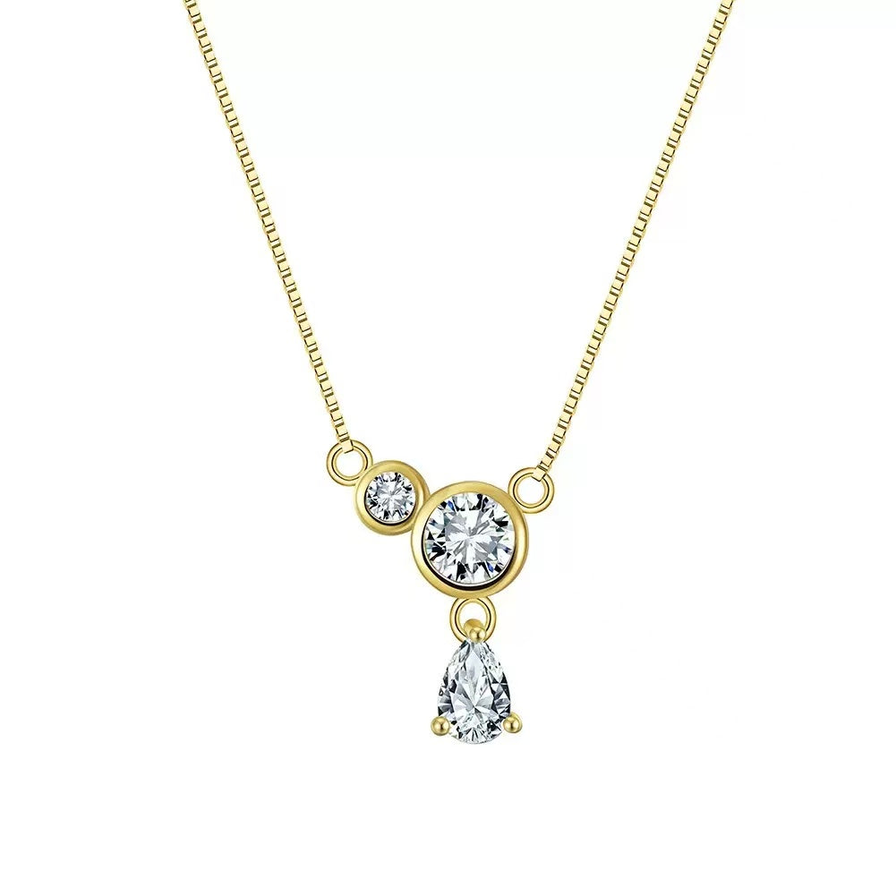 Triple Stone Drop Necklace – Sterling Silver or Gold Plated
