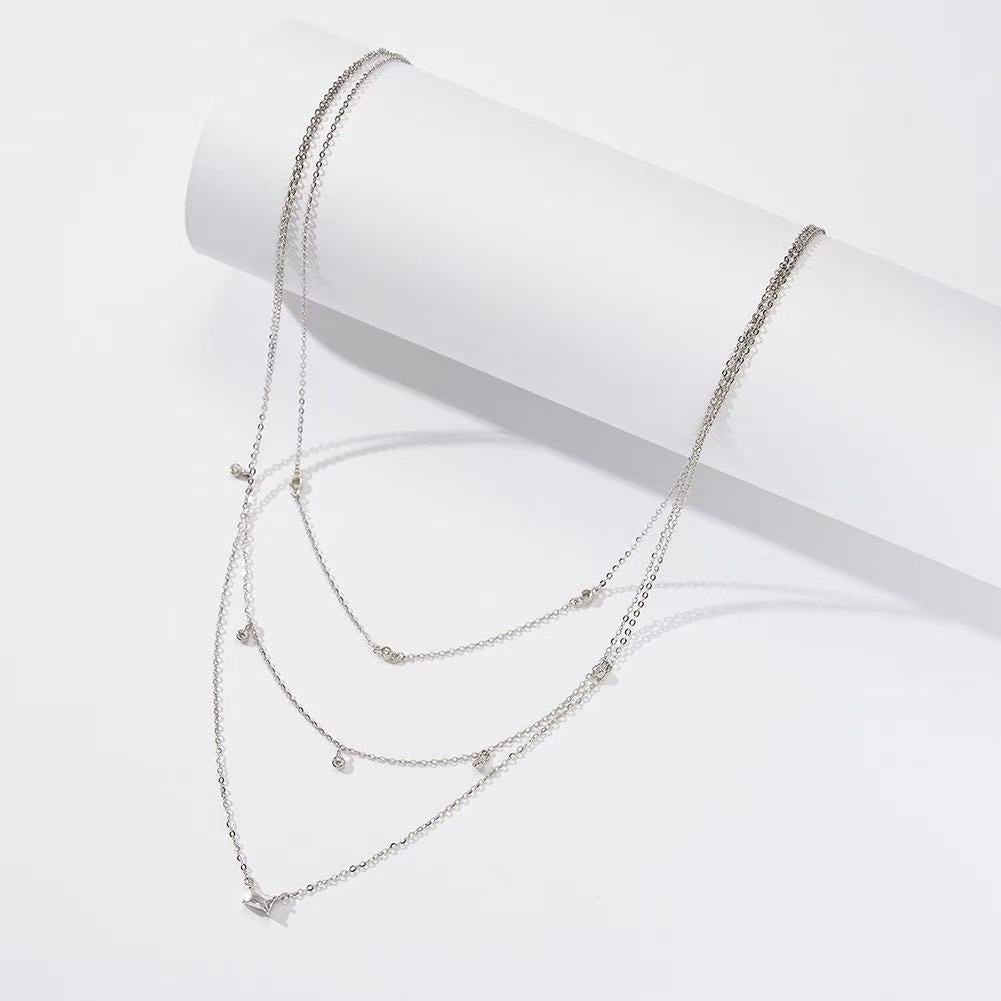 Triple Layer Zircon Necklace – Sterling Silver or Gold Plated